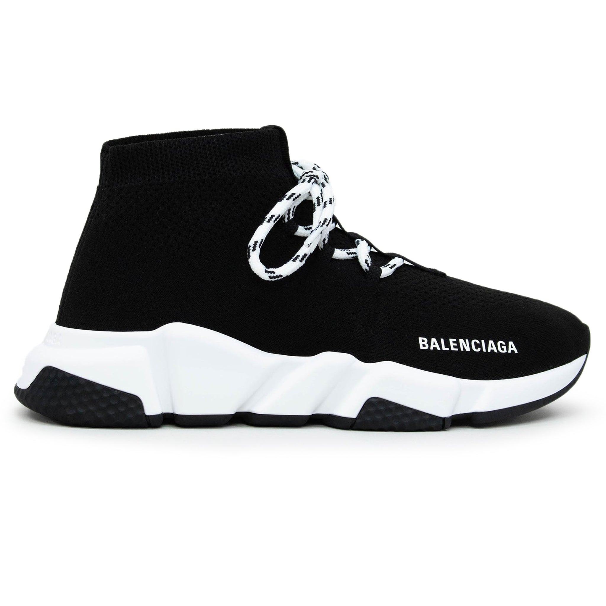 Image of Balenciaga Speed Knit Lace Sock Black White (W)